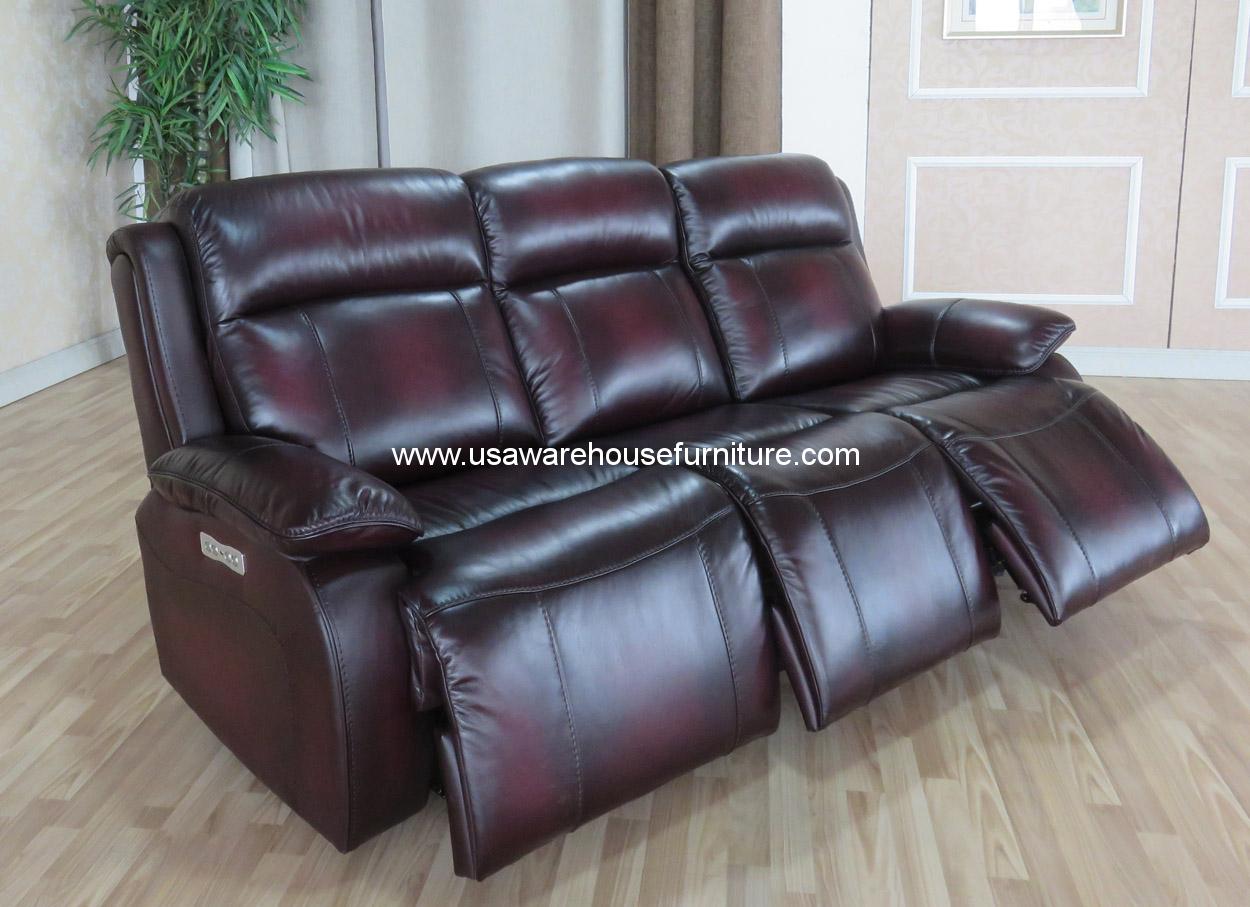 adderley grey top grain leather power reclining sofa