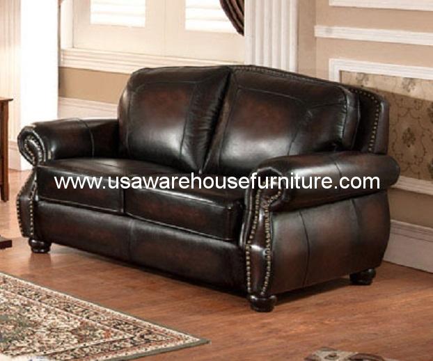 Hyde 100 Full Genuine Leather Loveseat USA Warehouse