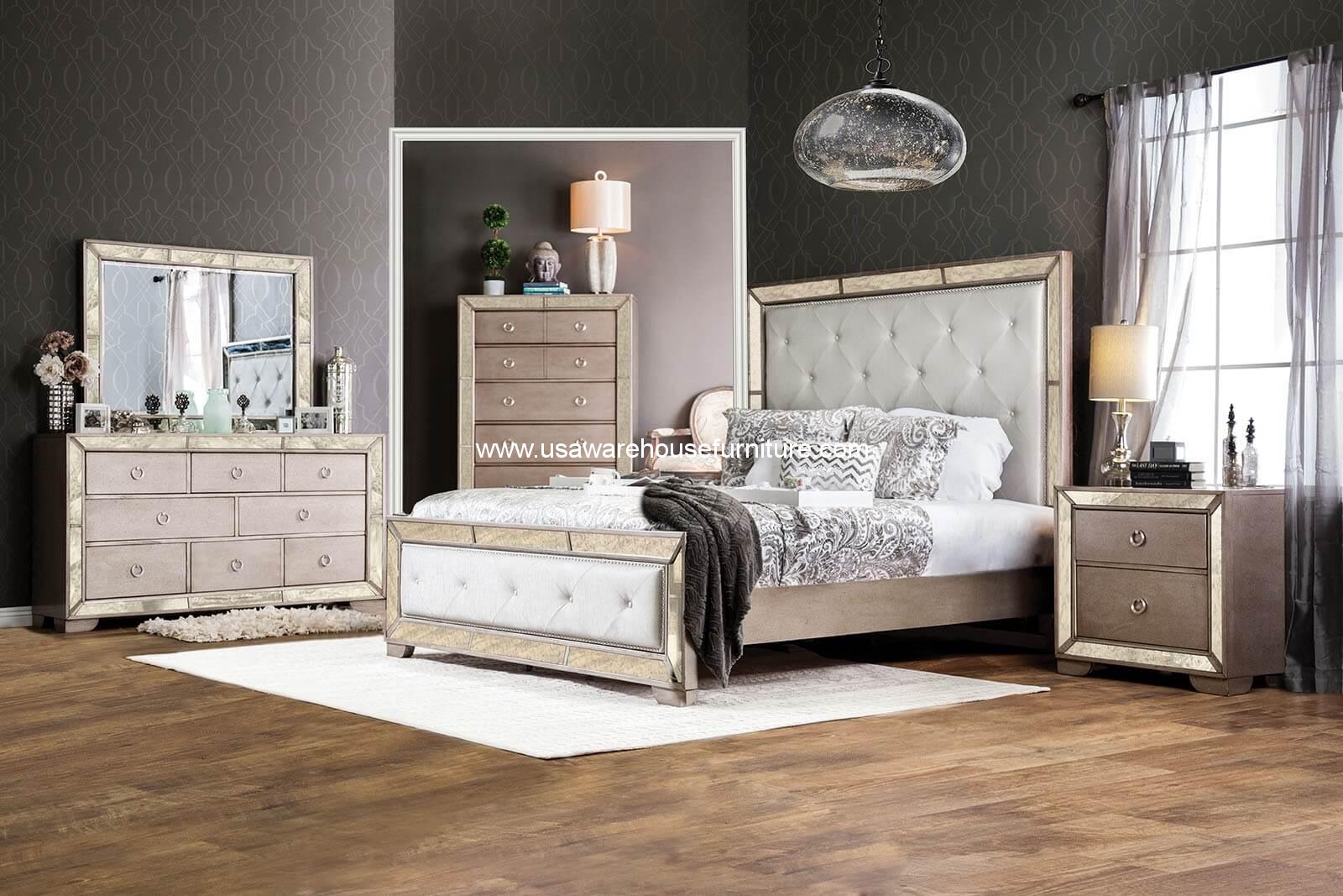 silver and mirrored bedroom furniture