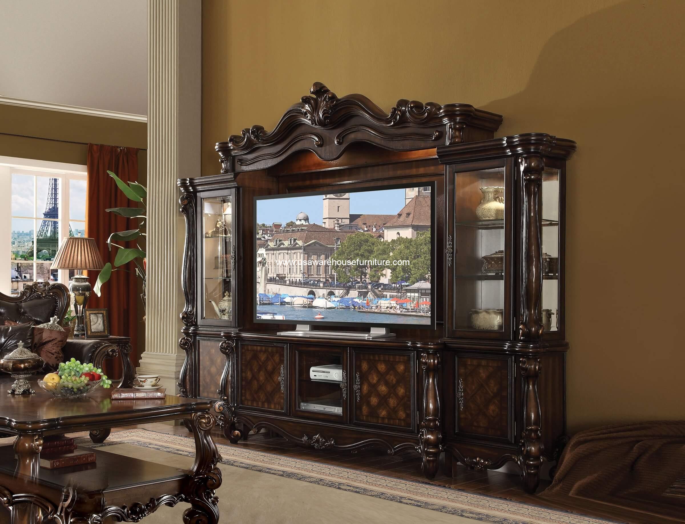 4 Piece Versailles Entertainment Center Cherry Oak Finish - USA ...