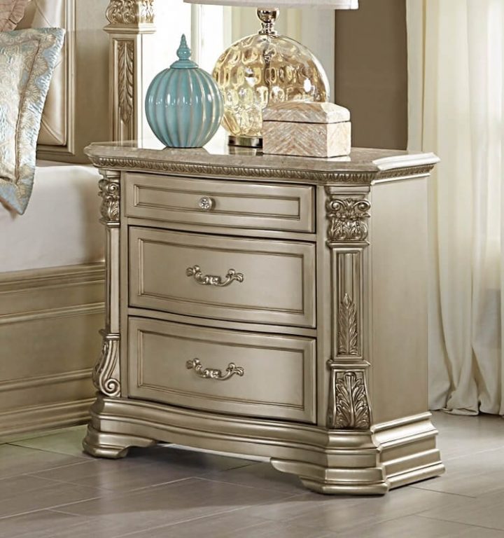 Antoinetta 3 Drawer Marble Top Nightstand - USA Warehouse Furniture